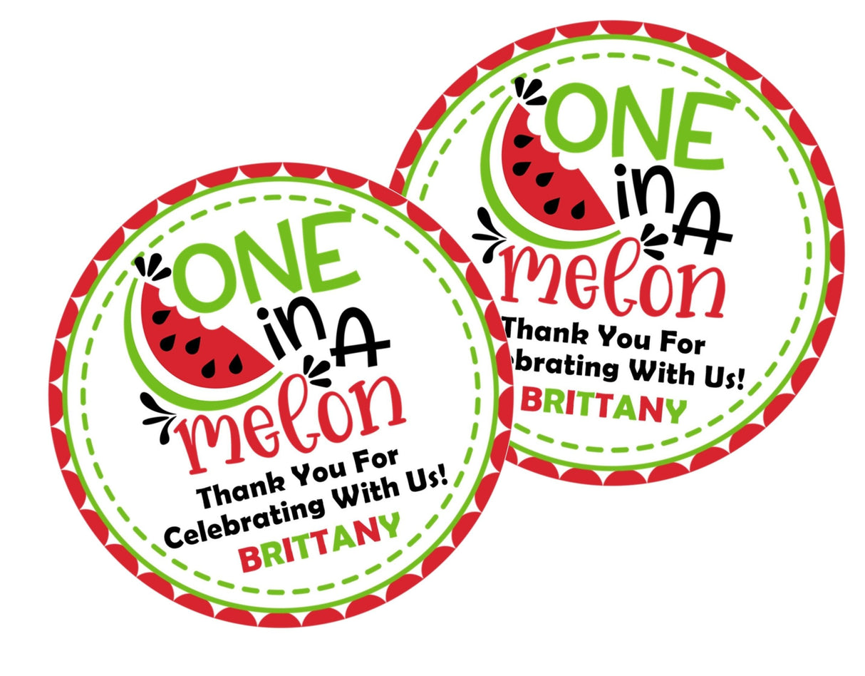 Watermelon slice 1st birthday party favor label
