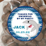 Wave border shark birthday sticker