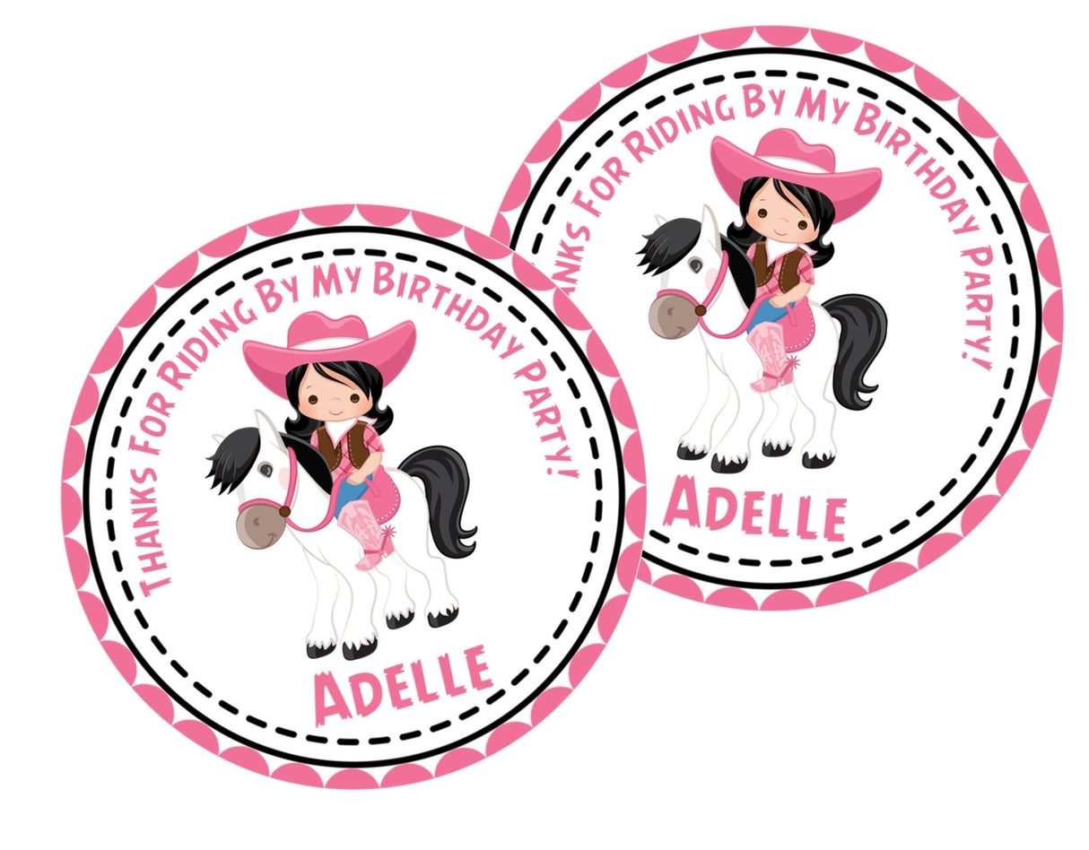 Western pony riding party sticker for girls