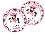 Western pony riding party sticker for girls
