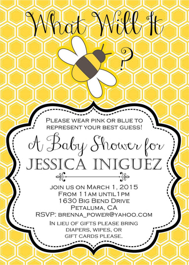 What Will It Bee? Gender Neutral Baby Shower Invitations