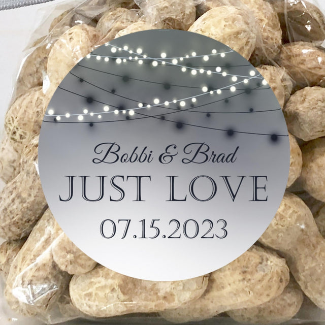 White bistro lights wedding sticker with soft string light design