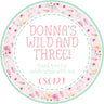 Wild and three birthday sticker boho floral wreath
