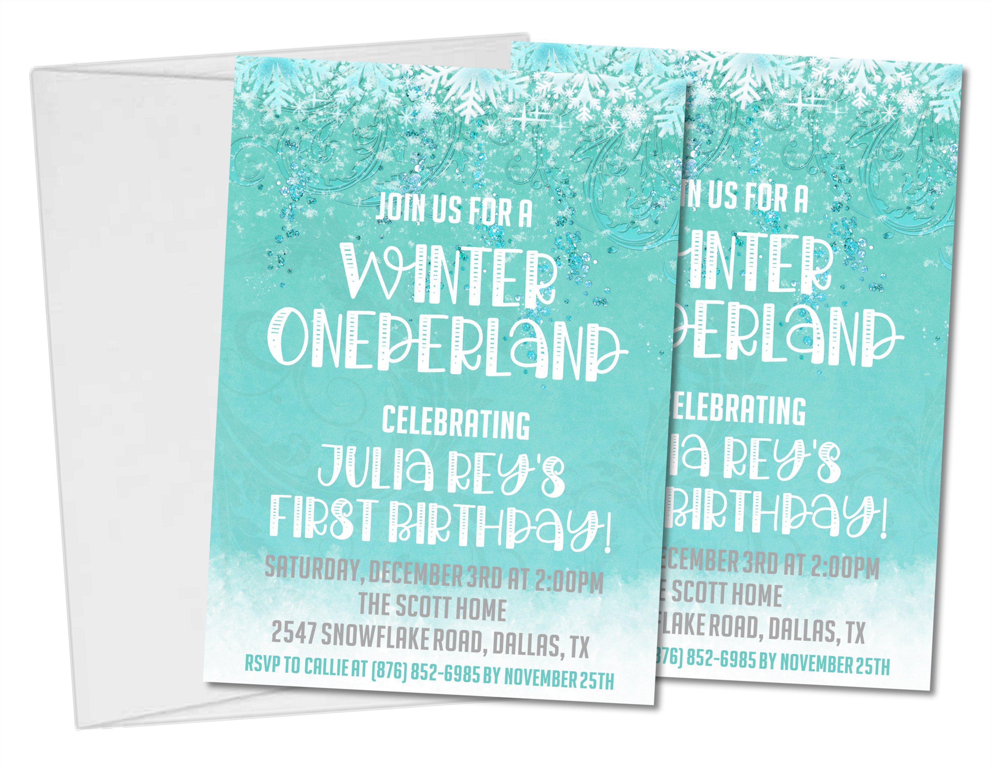 Winter Onederland 1st Birthday Party Invitations