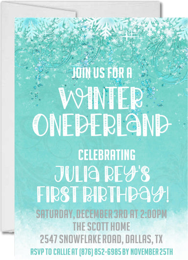 Winter Onederland 1st Birthday Party Invitations