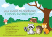 Woodland Animals Birthday Party Invitations