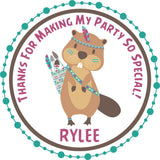 Woodland animals birthday sticker boho forest design