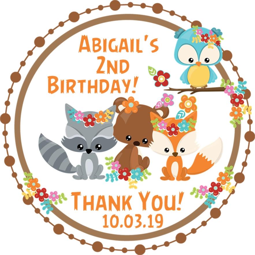 Woodlands Birthday Party Stickers Or Favor Tags