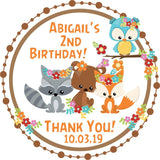 Woodlands Birthday Party Stickers Or Favor Tags
