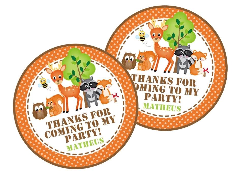 Woodlands Birthday Party Stickers Or Favor Tags