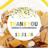 Yellow and grey confetti thank you sticker