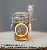 Yellow brown and chalkboard bear baby shower label