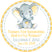 Yellow elephant baby shower sticker label