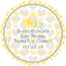 Yellow elephant baby shower stickers with heart pattern background