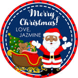 african american santa christmas sleigh favor sticker