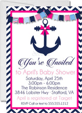 anchor invitation cards pink navy coastal style