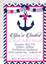 anchor invitation cards pink navy coastal style