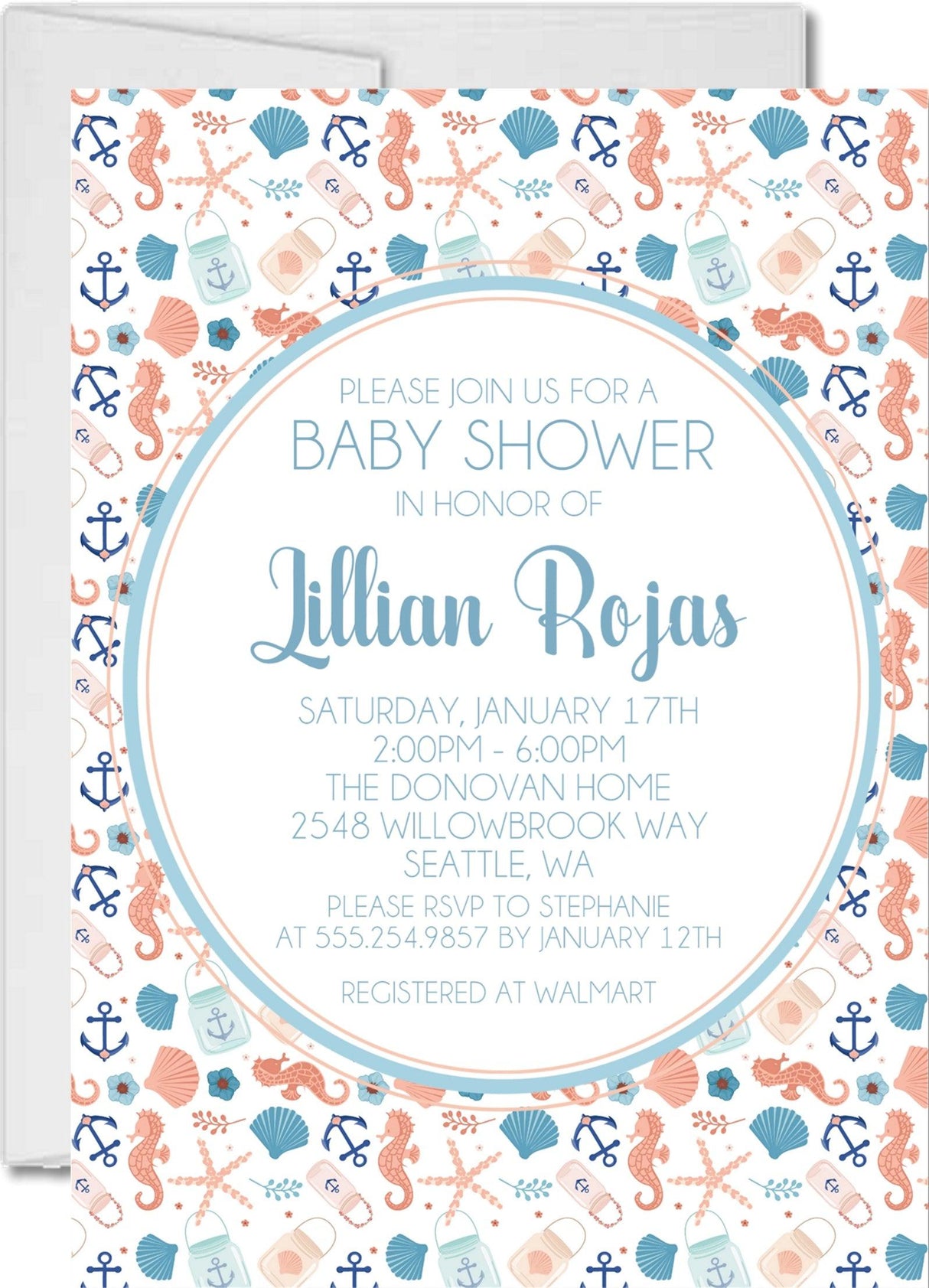 anchor seashell baby shower invitations coastal theme