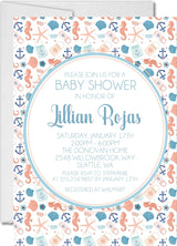 anchor seashell baby shower invitations coastal theme