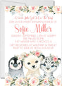 arctic animal baby shower invitations for girls