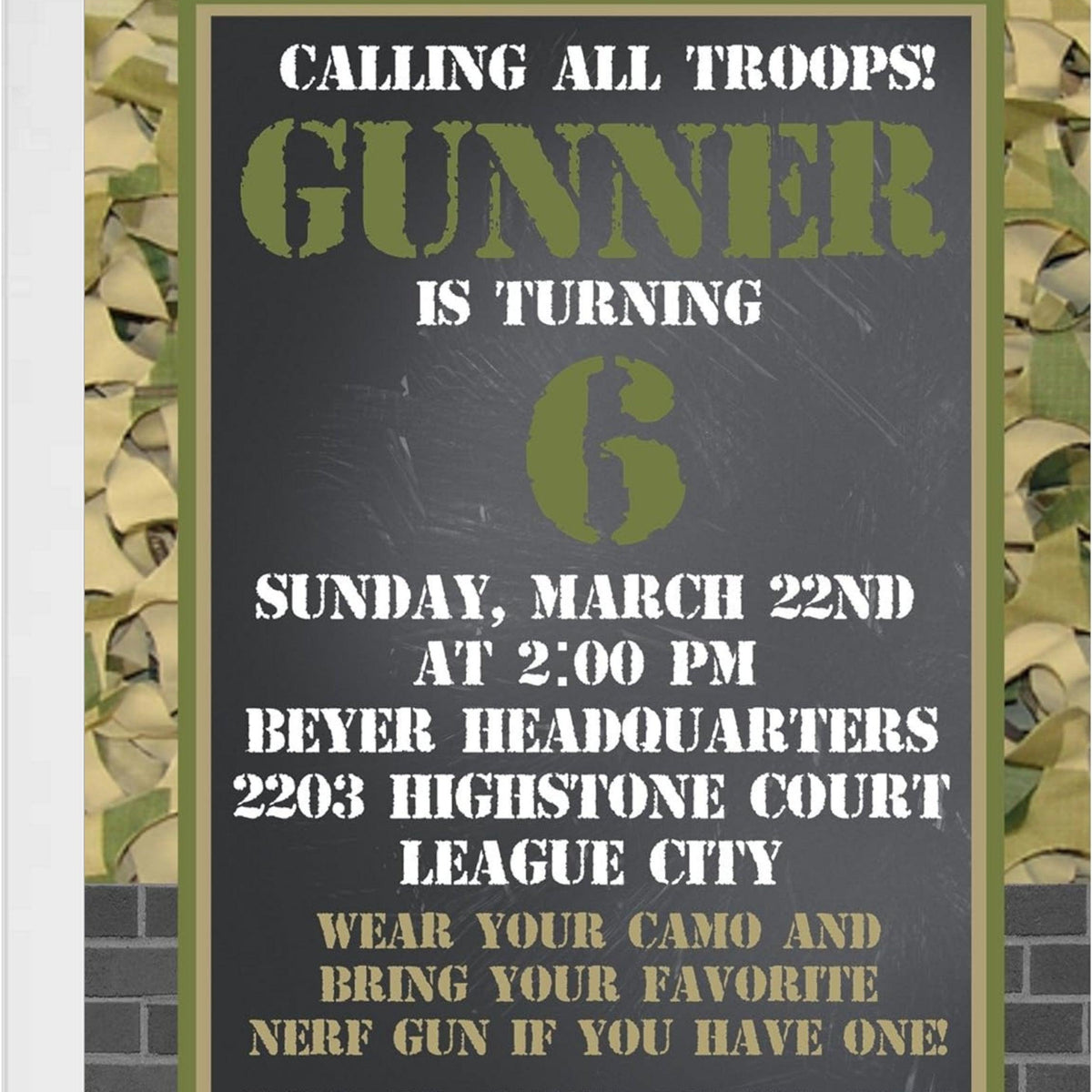 Army Birthday Party Invitations – Military Invitations – Party Beautifully