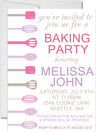 baking birthday invitations pink kitchen theme