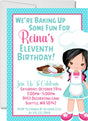 baking birthday party invitations baker girl cupcake design