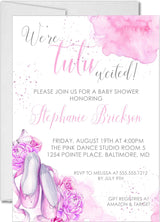 ballet baby shower invitations pink ballet slipper design