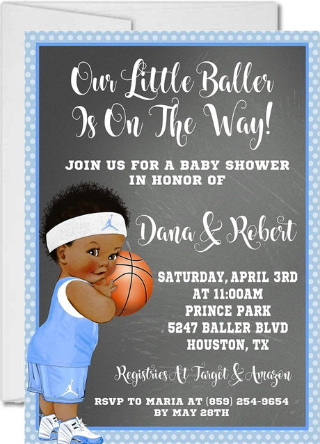 basketball baby shower invitations little baller design