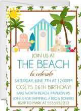 beach birthday party invitations tropical beach hut design