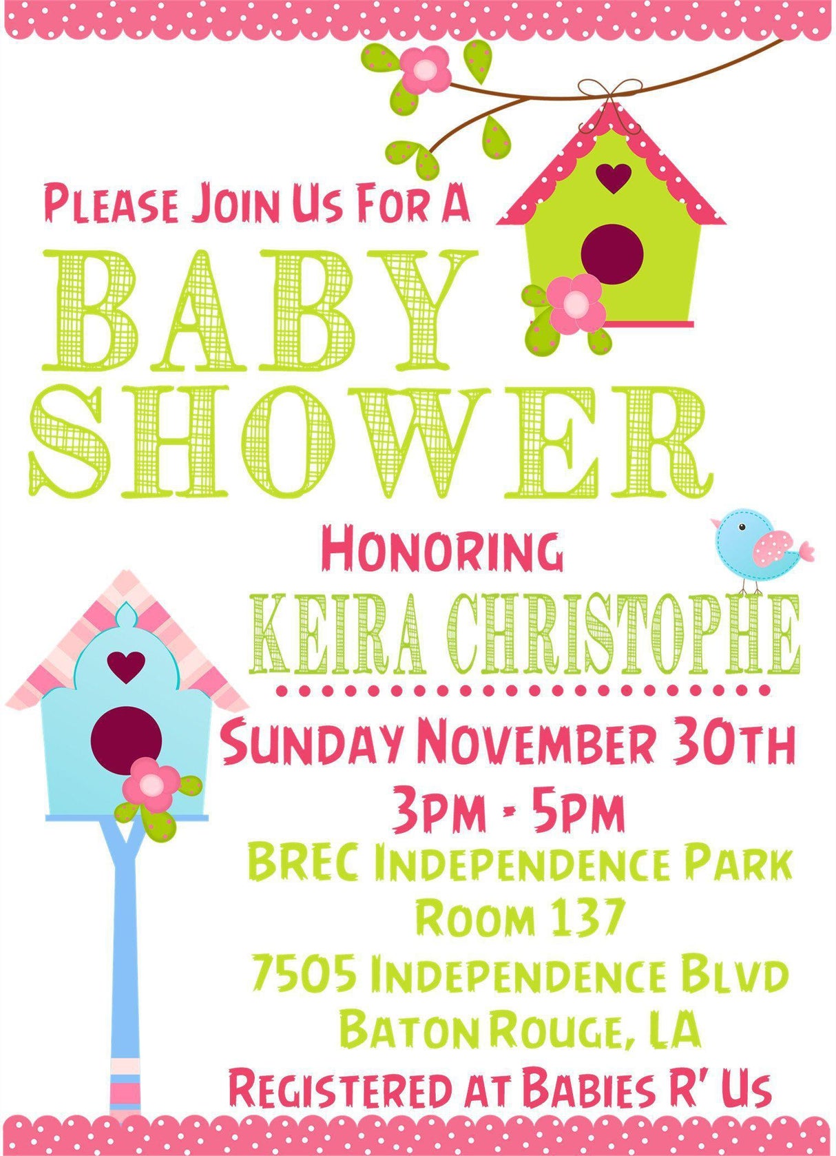 birdhouse baby shower invitations colorful spring birdhouse design