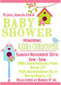birdhouse baby shower invitations colorful spring birdhouse design