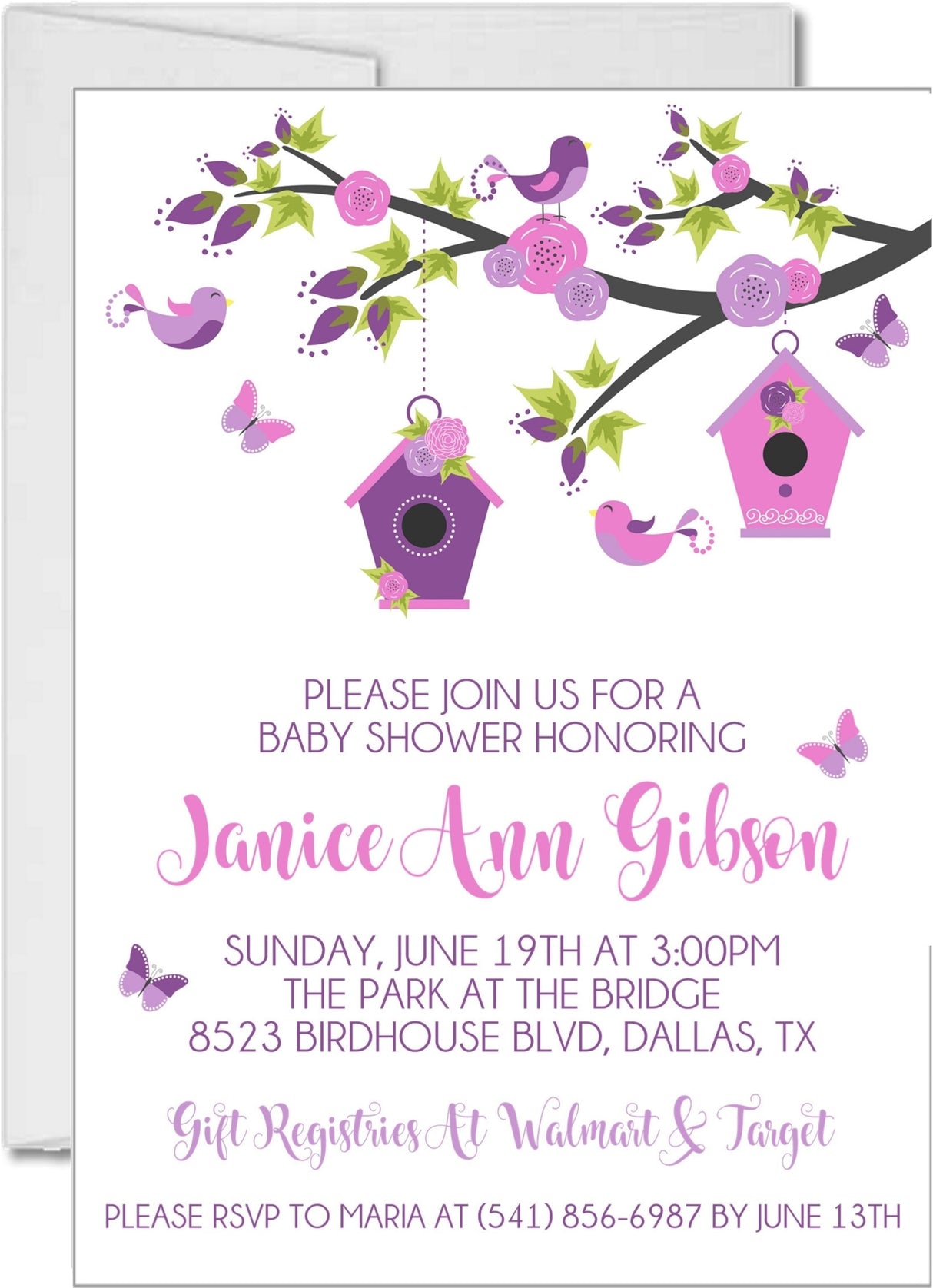 birdhouse invitation cards whimsical spring floral style