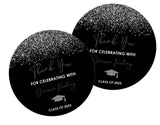 Black graduation stickers – printed glitter design on matte paper