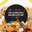 black building block birthday sticker