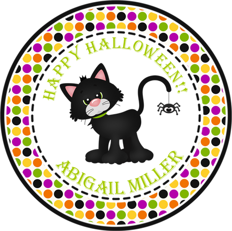 black cat polka dot halloween sticker