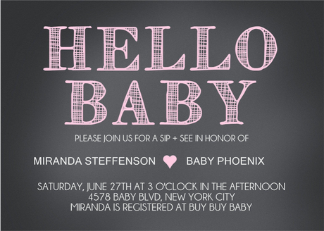 black pink invitation cards minimalist newborn welcome style