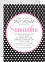 black white pink polka dot baby shower invitations