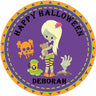 blonde zombie girl halloween sticker kids party favor label
