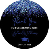 Blue and black graduation stickers – printed glitter design on matte paper