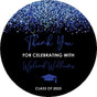 Blue and black graduation stickers – printed glitter design on matte paper