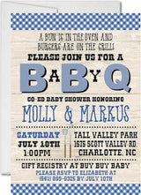 blue baby q invitations picnic cookout theme