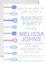 blue baking utensil invitation cards baking party style