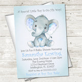 blue elephant baby shower invitations storybook theme