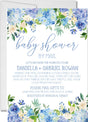 blue floral baby shower by mail invitations watercolor flower design