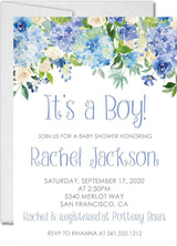 blue floral baby shower invitations watercolor rose design