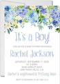 blue floral baby shower invitations watercolor rose design