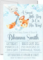 blue fox baby shower invitations watercolor theme