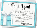 blue gift box birthday thank you cards glam party design