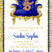 blue gold crown invitation cards regal baby prince style